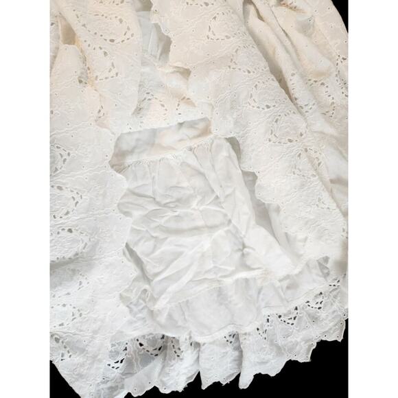 Maeve anthropologie dress sz 2 white tiered eyelet midi halter keyhole lined - Picture 11 of 14